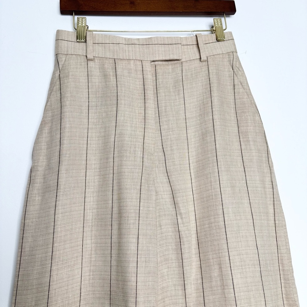 & Other Stories Wide Linen-Blend Trousers Pinstripe Tan US 4 NWT High Waist - Picture 8 of 15